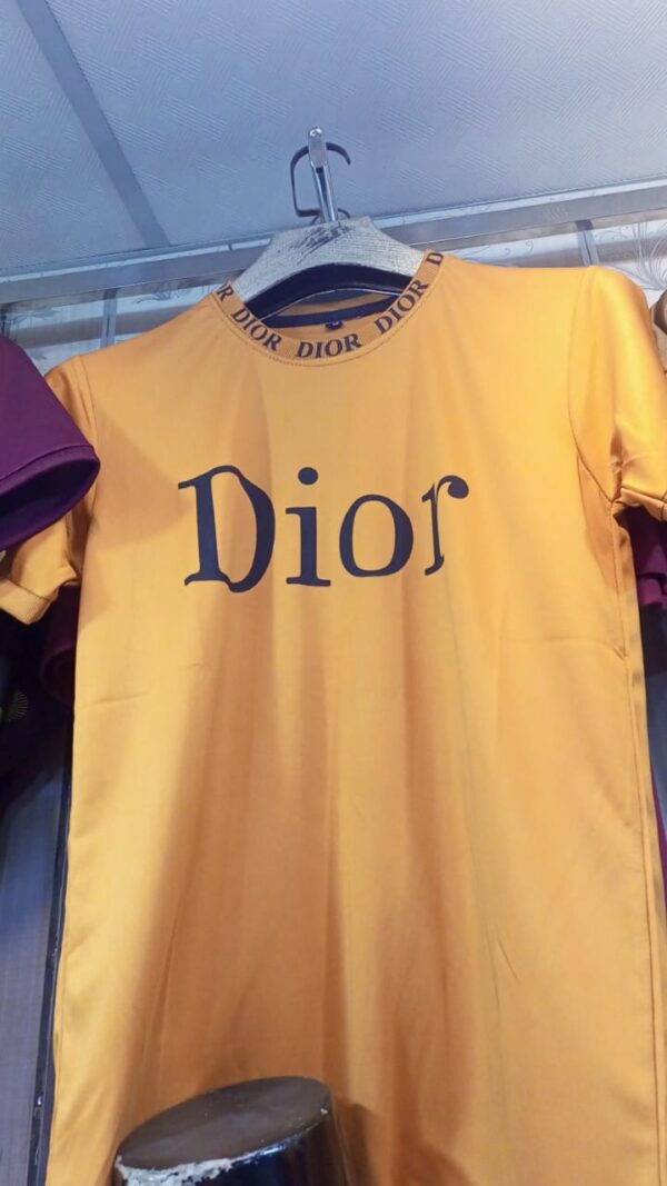 Yellow Shirt with "Dior" in Dark Blue