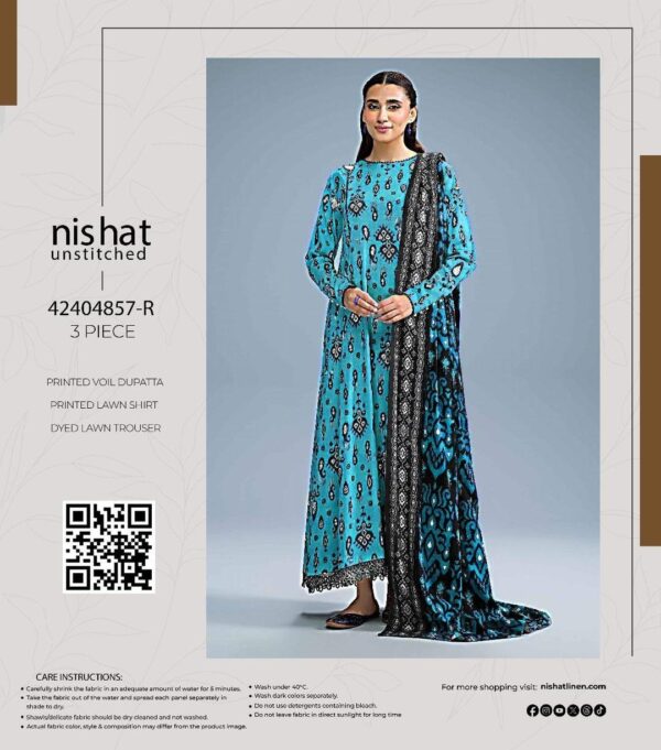 Nishat 3 Pcs Women's Unstitched Printed Suit